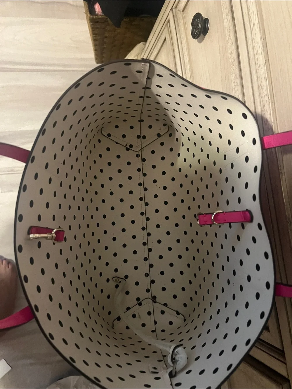 kate spade Hot Pink Tote with Polka Dot Lining